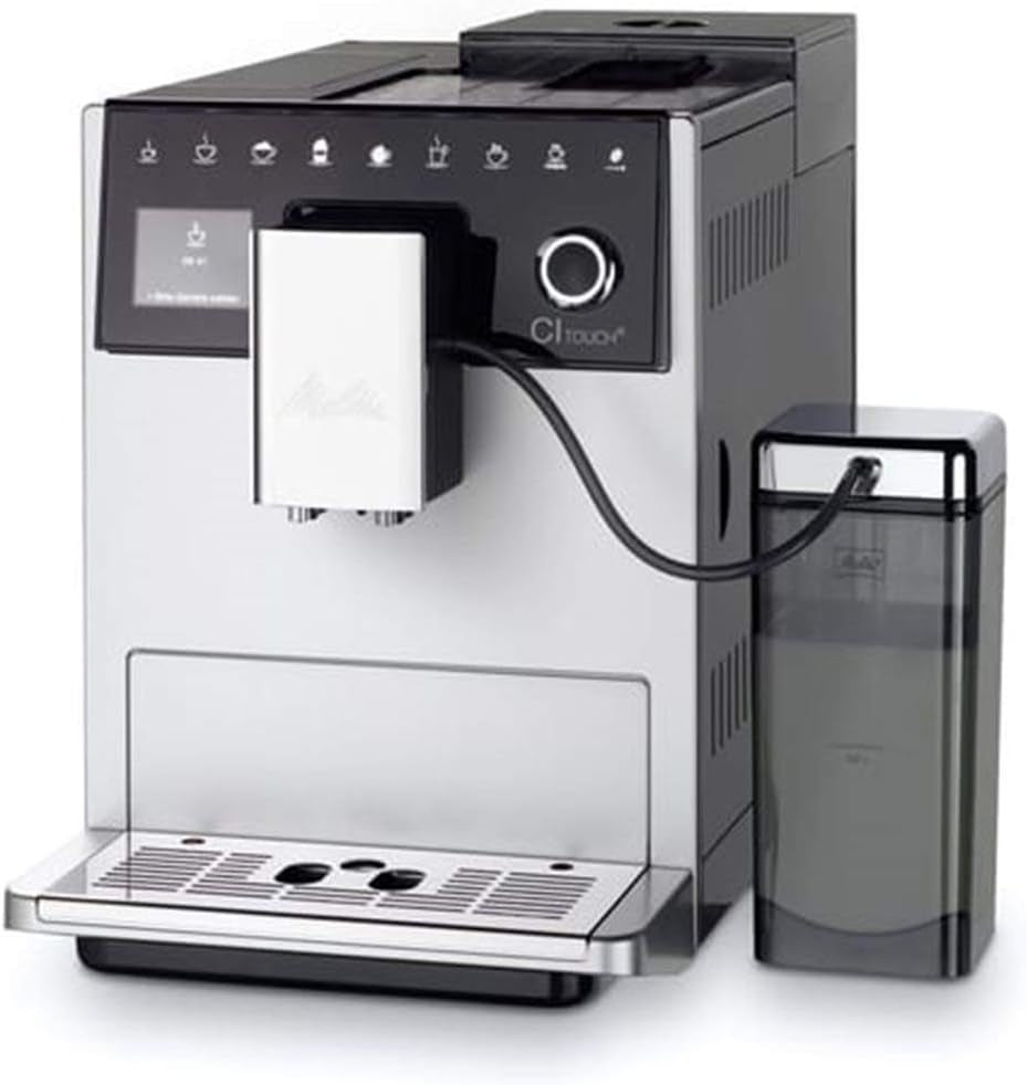 Melitta CI Touch - Volautomatische espressomachine met melksysteem, espressomachine met geïntegreerde koffiemolen en melkopschuimer, b.v. voor espresso of cappuccino, zilver