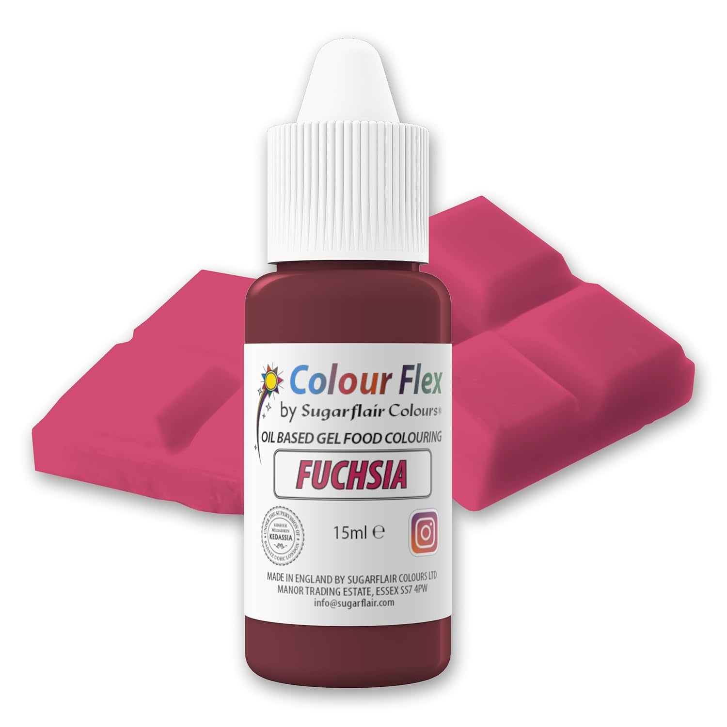Sugarflair Colourflex Fuchsia kleurstof op oliebasis, sterk geconcentreerde vloeibare kleurstof, kleurstof voor botercrème, chocolade, deeg, fondant, glazuur en meer - 15 ml