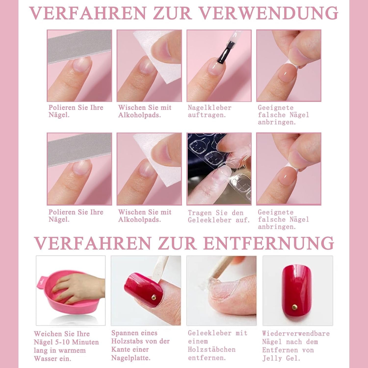 360 stks gradiënt ballerina kunstnagels set, roze witte gradiënt lijm-op kunstnagels met 2 stks nagelolie pennen, ombre medium nepnagels voor vrouwen DIY