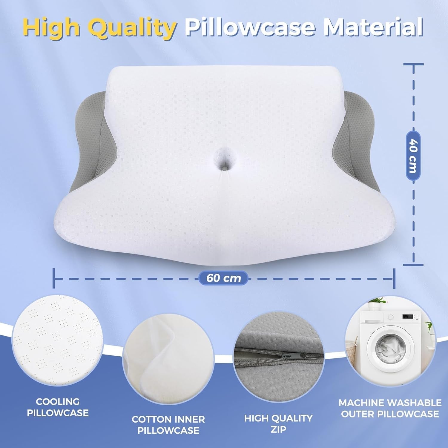 SAHEYER Nekkussen 2 in 1 Ergonomisch neksteunkussen en nekrolkussen Orthopedisch kussen voor zijslapers Memory Foam kussen voor zijslapers Rug- en buikorthopedische nekkussens Naty Shop