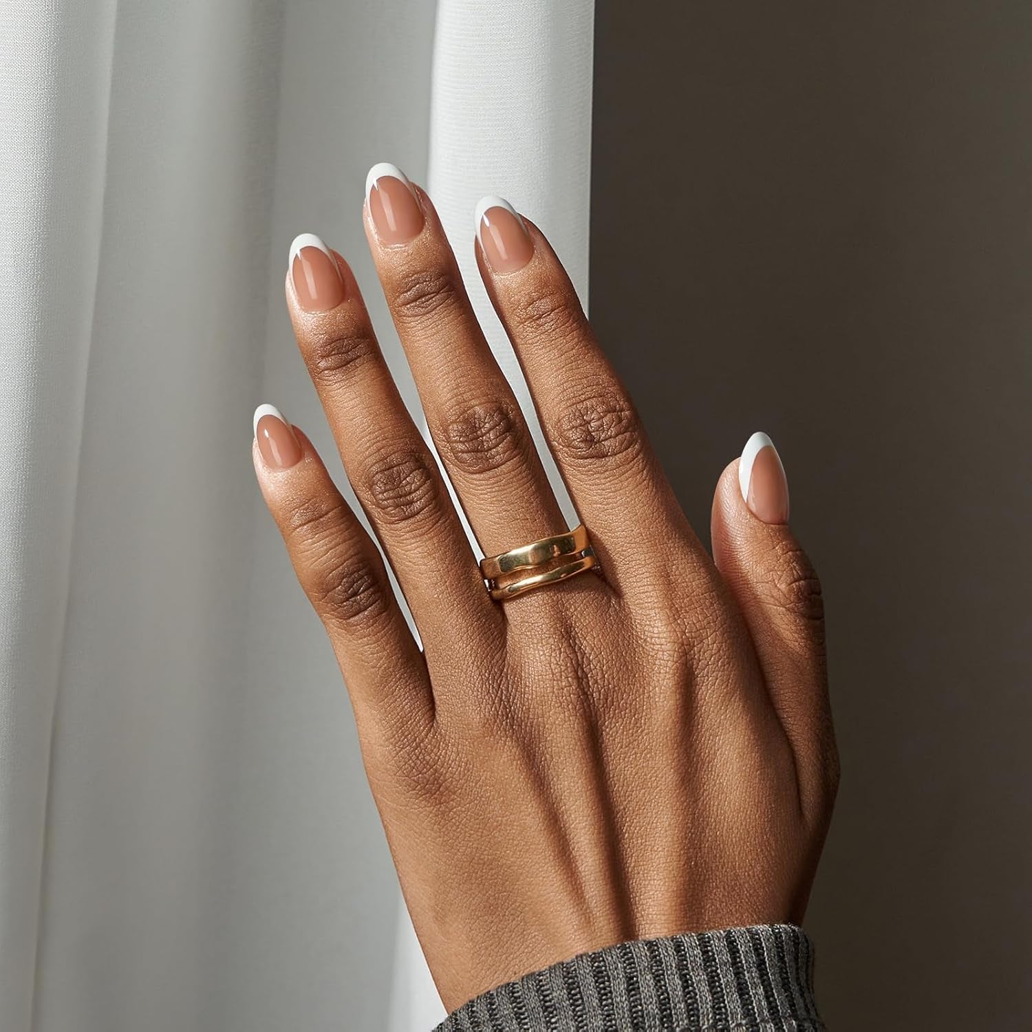Btartbox Korte vierkante kunstnagels Baby Boomer lijm op witte gradiënt roze kunstnagels Korte kunstnagels met nagellijm 30 stuks vierkante kunstnagels