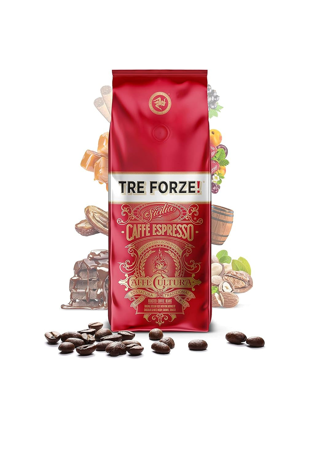 Espresso Caffè - 1kg Espressobonen Traditioneel Röstung über Olivenholzfeuer In Handarbeit - Premium Kaffeebohnen für Volautomat en Siebträger