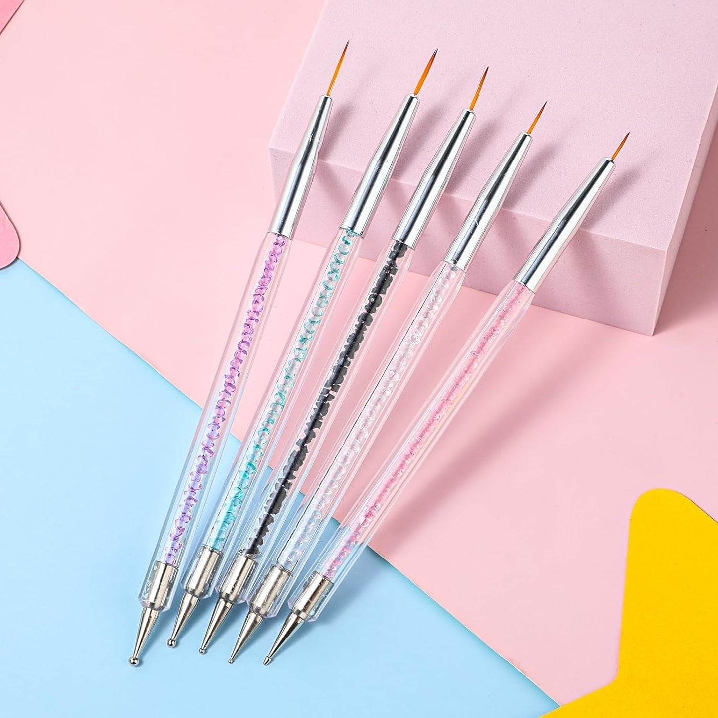 5 stuks Nail Art Pinsel Set Dotting Tool Nailart Pinsel Nageldesign Double Ended Dotting Pen Strass Professional Acryl Feinmalerei Nail Art Design
