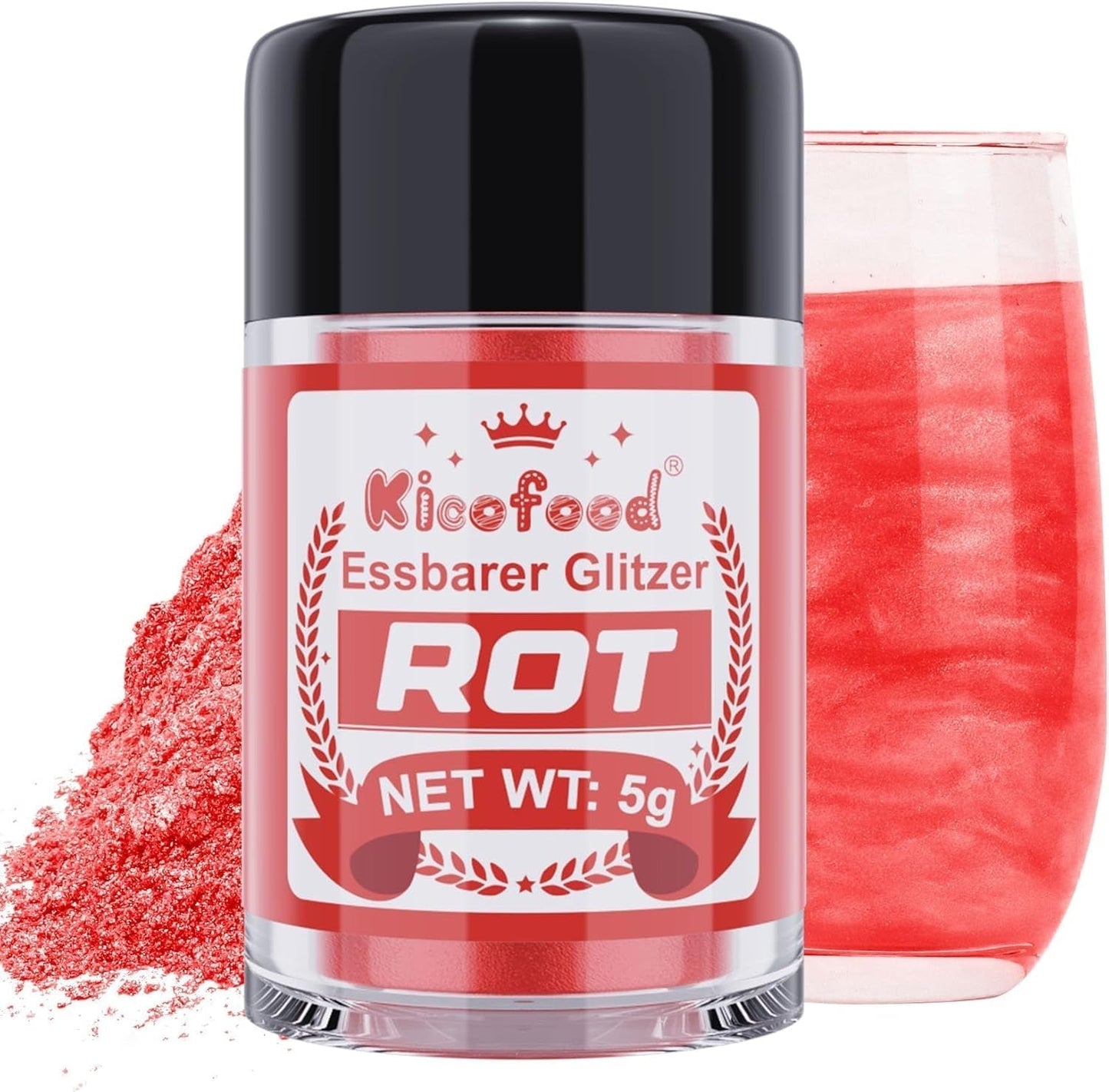 Kicofood, eetbare glitters, 5 gram, diverse kleuren Glitter Naty Shop Rood