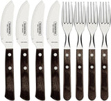 Tramontina PIZZA Besteck, 8-delige set, voor 4 personen, Rostfreier Edelstahl, Fsc-Zertifizierte Holzgriffe, Spülmaschinenfest Kitchen Naty Shop