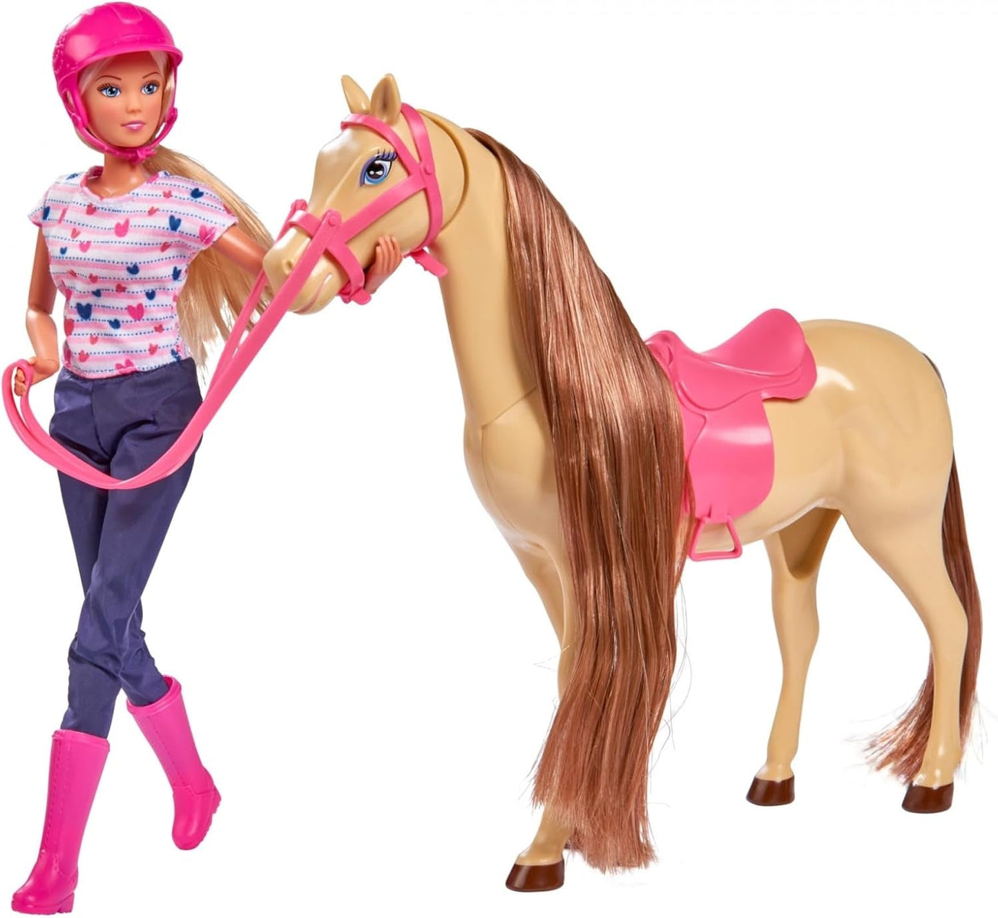 Simba 105730939 - Steffi Love paardrijoutfit 2 paarden Volledig gelede modepop 29 cm voor kinderen vanaf 3 jaar