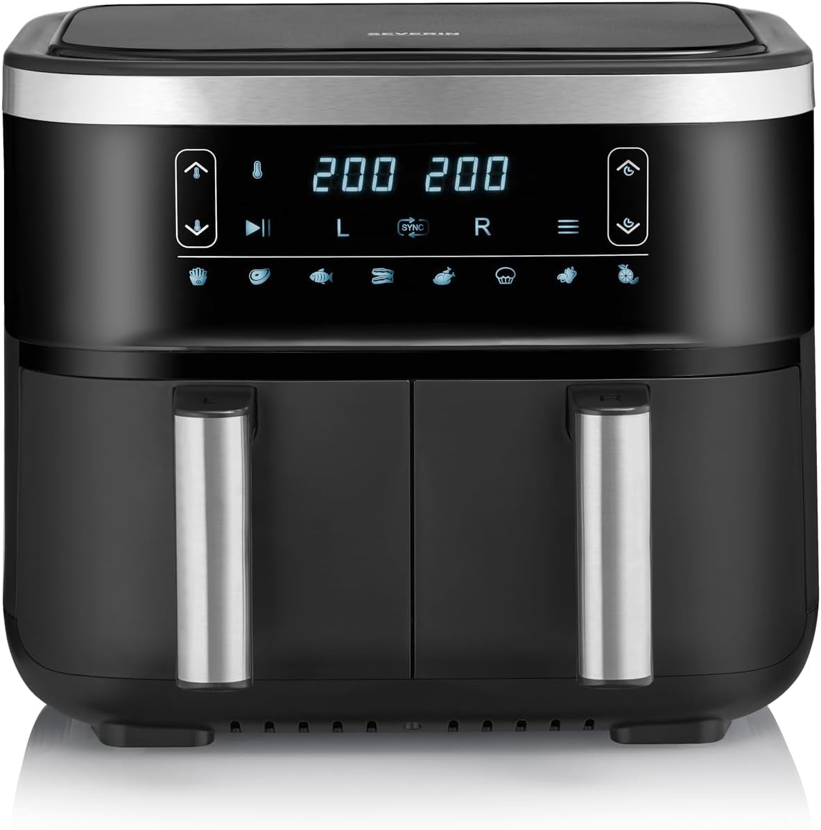 SEVERIN Dubbele heteluchtfriteuse met kookkamer 2 X 3,8 L, 8 automatische programma's Apparaten Naty Shop 2 X 3,8 Liter Garkorb (Parallelnutzung) / 8 Automatik-programma