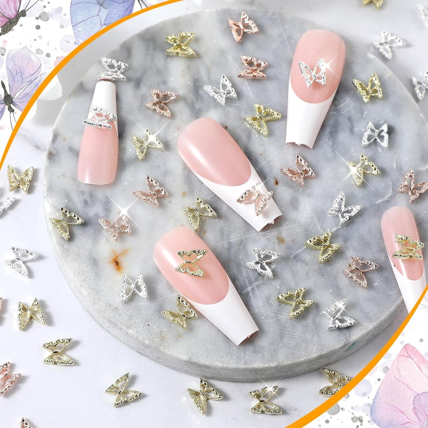 80 stks 3D Vlinder Nagel Charmes Legering Vlinder Goud Zilver Glitter Nail Art Decoraties Nagel Sieraden Accessoires DIY Manicure voor Vrouwen