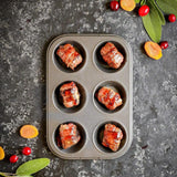 Masterclass 6-Loch-Muffinblech Met PTFE-, PFOA- en Bpa-Freiem Antihaftbeschichtung, Robustes 1Mm Dickes Karbonstahlblech, 27 X 18Cm Cupcake-Form Vormen en bakplaten Naty Shop