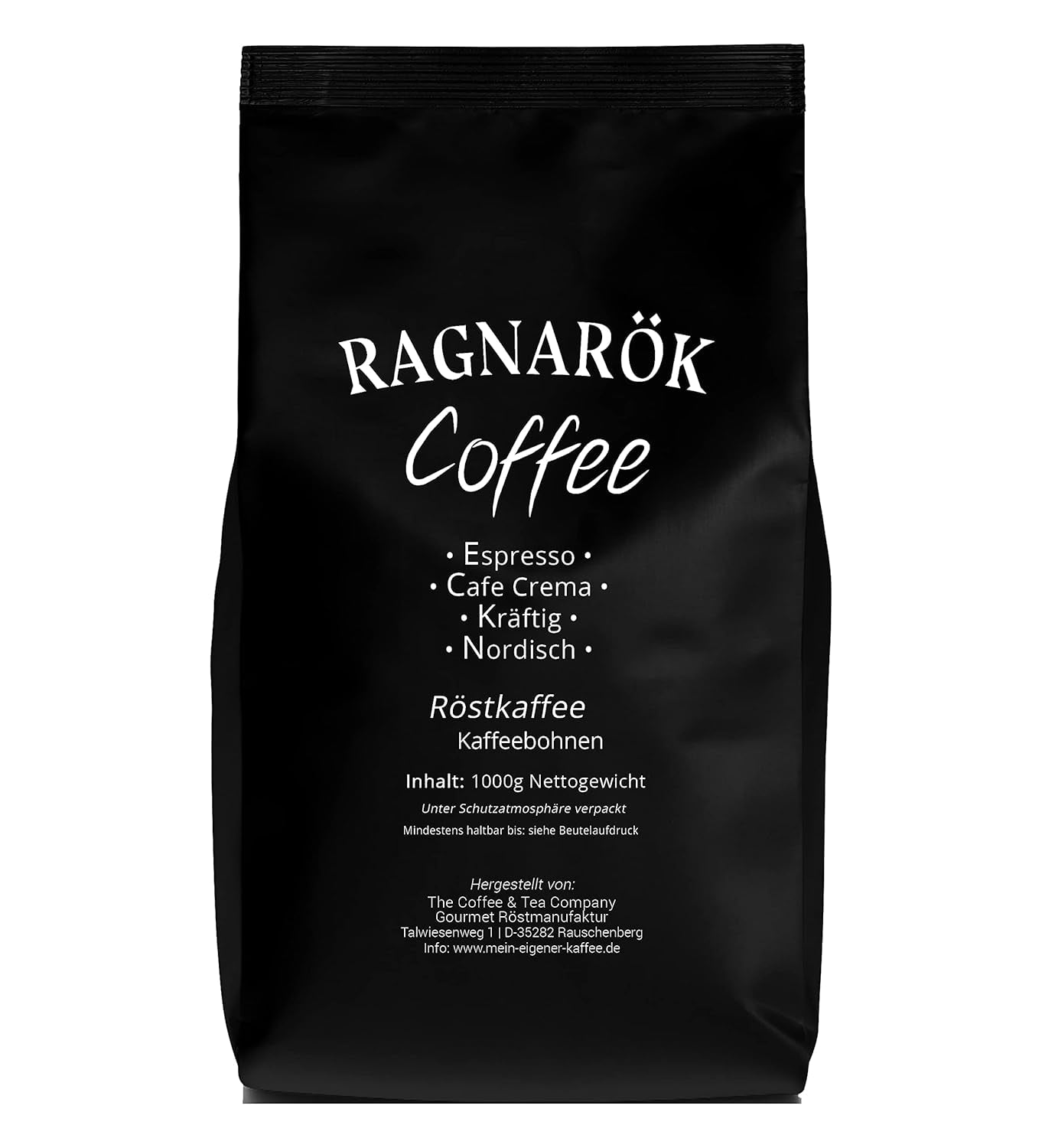 C&T "Ragnarök Coffee" nordischer Röst-Kaffee | 1000 g Bohne-gans | als Espresso & Cafe Crema trinkbar | kräftig + würzig + aromatisch | 100% natuurlijk met cafeïne