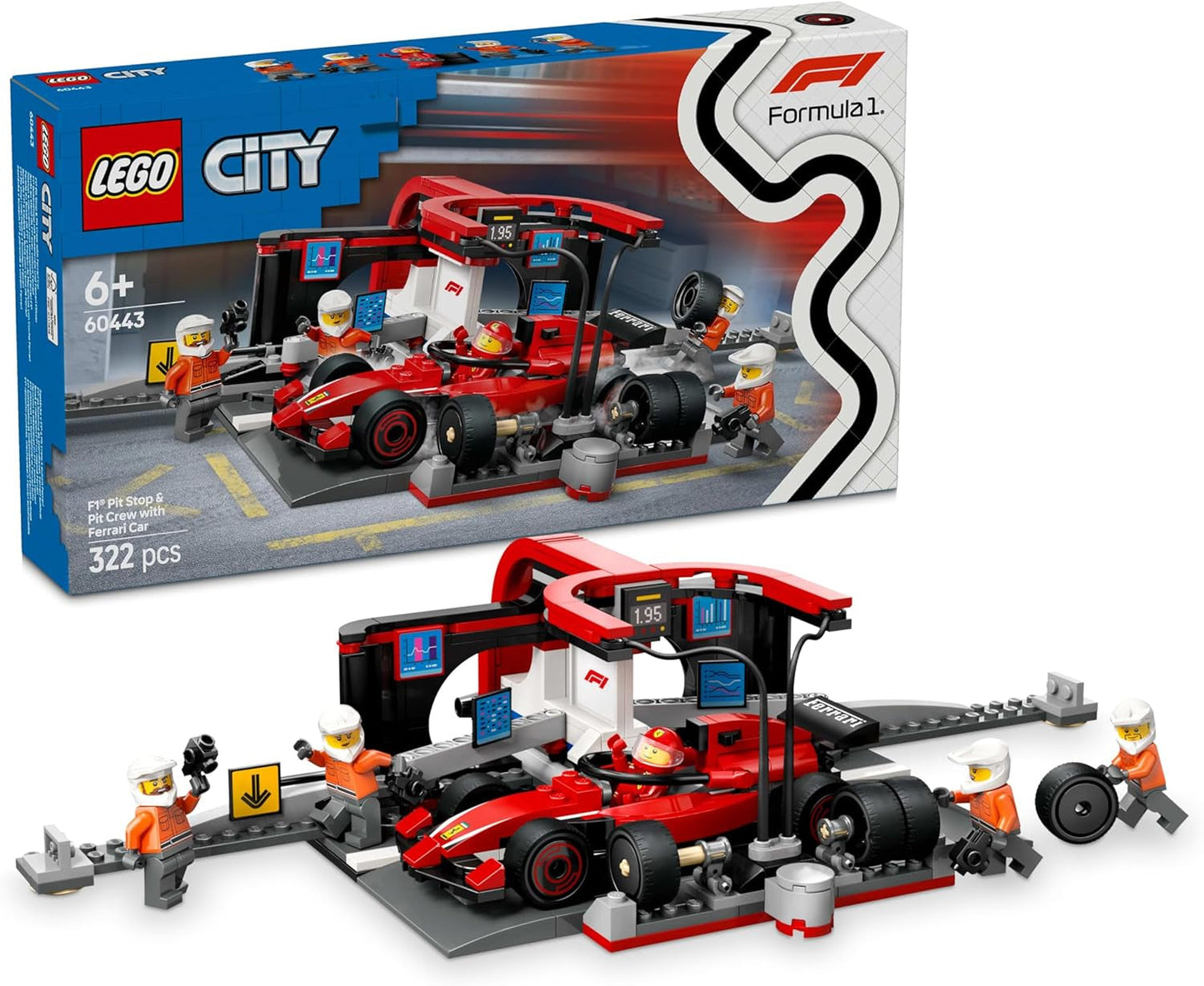 LEGO City F1 Pitstop met Team en Ferrari Speedster - Formule 1 Pitstopset met 1 coureur en 4 mechanische minifiguren - Raceautospeelgoed voor jongens en meisjes vanaf 6 jaar - 60443 Bouwsets Beuche in LEGO-Store