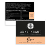 Ankerkraut Gyros, Gewürzmischung für Gyros, egal ob aus der Pfanne of vom Grill, mit Zwiebel, Knoblauch, Marjolein, Komijn, Piment en meer, 80 g in korkenglas