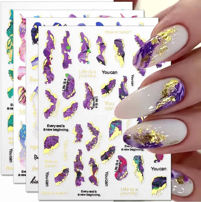 6 kleuren marmeren nagelstickers bronzer zilver zelfklevende stickers bloei marmeren nagelstickers 3D marmeren nagelstickers ontwerpaccessoires nail art stickers nagelstickers set nagelfolie