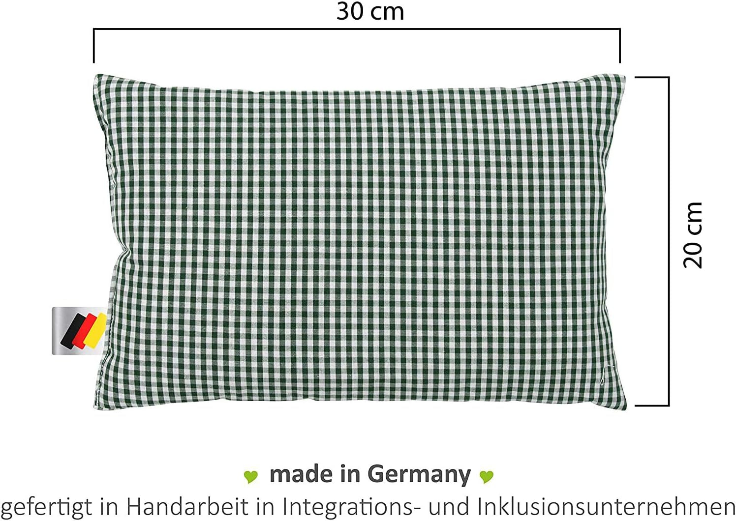Gözze - Kruidengeurkussen, 200G kruidenmengselvulling, 100% katoenen hoes, 30 x 20 cm - Geruit groen Naty Shop Standaardkussens