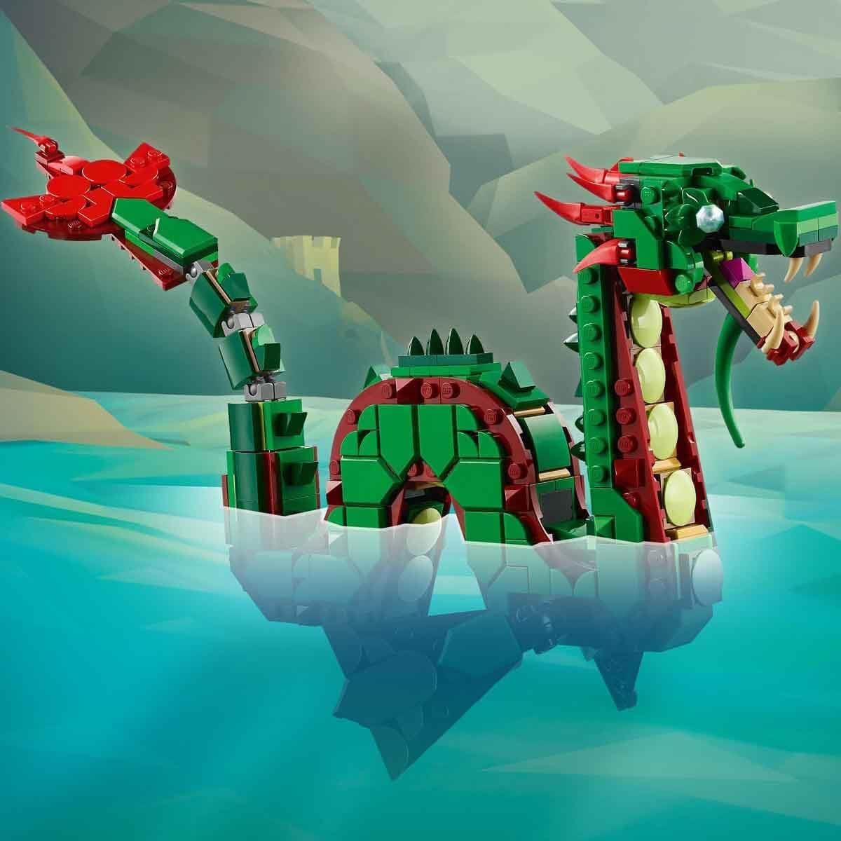 LEGO Creator 3In1 Groene Draak - Speelgoed - Kan worden omgezet in een zeeslang of feniks - Dierenbouwspeelgoed voor kinderen - Cadeau voor jongens en meisjes vanaf 9 jaar 31161 Bouwsets Besuche den LEGO-Store