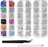 Harz Strasssteine ​​4200 Stuks Strass Kristalle 1Mm-5Mm Gemischte Kinder Bastelsachen Kit Mit Strass Mit Picking Pinzette en Stift Für DIY Nägel Kleidung Kunsthandwerk Gemischt Becher Party (A)