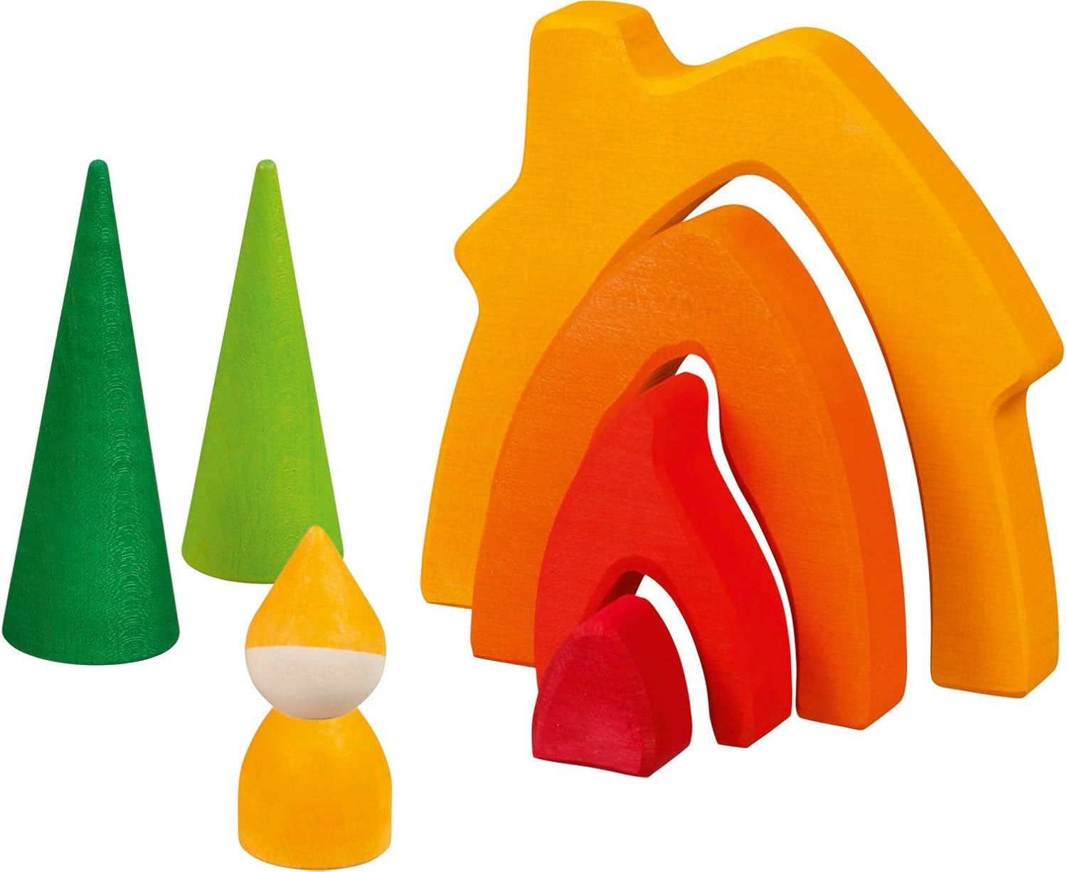 Goki 58427 - Dwergenhuis - Goki Evolution - Gemaakt van hoogwaardig esdoornhout - 7 delen - Kleurrijke verf op waterbasis - Made in Europe Dollhouses Naty Shop Standaard titel