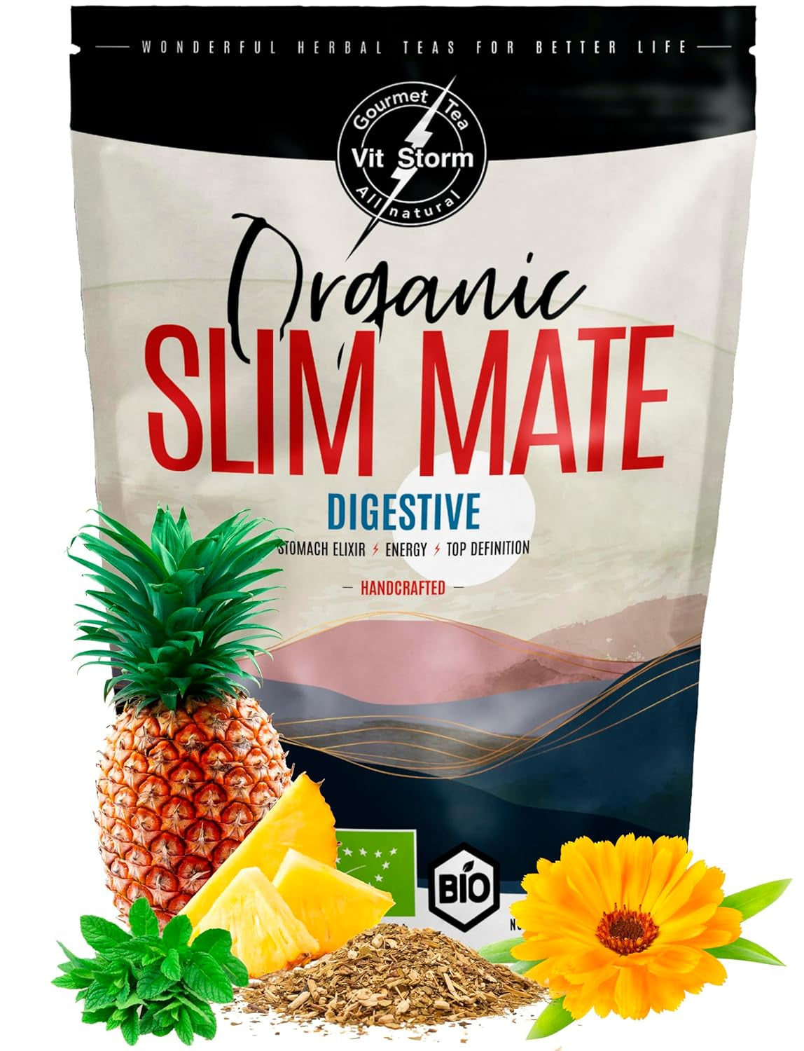 VITSTORM® Slim Tea Kardemom – BIO Yerba Mate Thee – Detox- en diuretische thee – 100G
