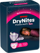 Huggies DryNites Nachtelijke bedplasluiers voor meisjes van 13 tot ongeveer 17 jaar (48-60 kg) Maandpakket van 27 stuks (3x9) Pantyluiers