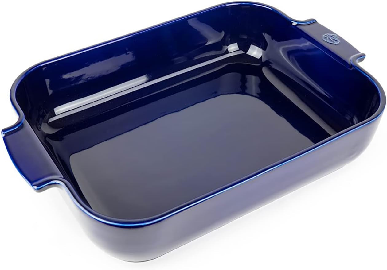 Peugeot Appolia Rechteckige Auflaufform Mit Griffen, Keramik, Schiefer / Grau, 8,3X40,5X27,2 Cm, Fassungsvermögen: Ca. 4 L, 60022 Bakvormen en bakplaten Naty Shop Blau