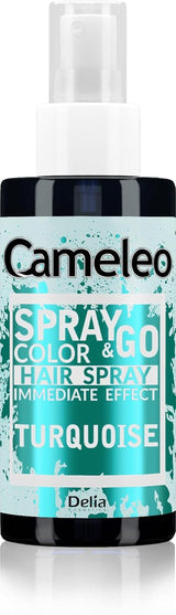 Cameleo - Spray & Go - haarverfspray - paars - voor blond, platinablond en grijs haar - eenvoudig sprayen en gaan - semi-permanent - direct resultaat - carnavalshaarverfspray - 150 ml Naty Shop Turquoise Haarverf 150 G (1 pakje)