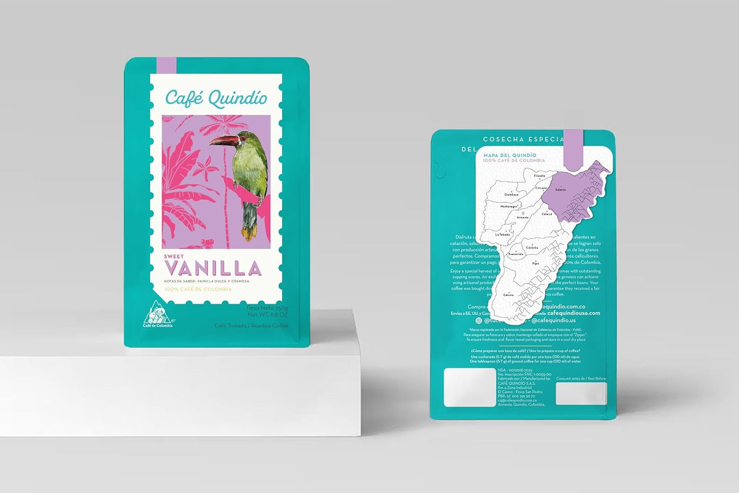 Cafe Quindio Specialty Coffee - 100% Arabica koffiebonen, Colombia - met natuurlijke tonen van zoete vanille (250g) - ideaal voor filterkoffie, portafiltermachines of French press