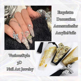 30st metalen nagelbogen, goud zilver grijze strikken, nagelaccessoires, nageldecoraties voor vrouwen en meisjes, nail art design