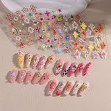 JMEOWIO 3D Nagelsticker Kleurrijke Bloem Nail Art Sticker Selbstklebend Nagelaufkleber 5D Stereoskopisch Lente Zomer Bloemendecoratie Nageldesign Zubehör 4 Blatt