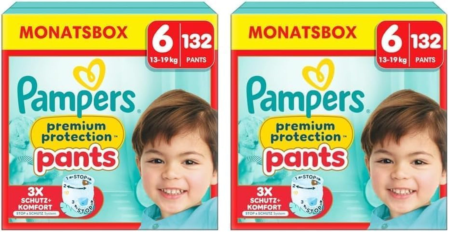 Pampers Premium Protection Broekje Maat 7, 123 Luiers, 15kg+, met 360° aanpassing en zachte anti-lek manchetten voor optimaal comfort en bescherming