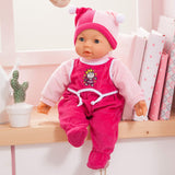 Funktionspuppe Hello Baby mit Geräuschen, bewegt den Mund, interactieve Puppe, Babypuppe, met Zubehör, 46cm, roze