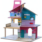 Olivia'S Little World 360 houten poppenhuis voor kinderen 3,5" poppen en 12 accessoires Veelkleurig TD-13260C Poppenhuizen Naty Shop
