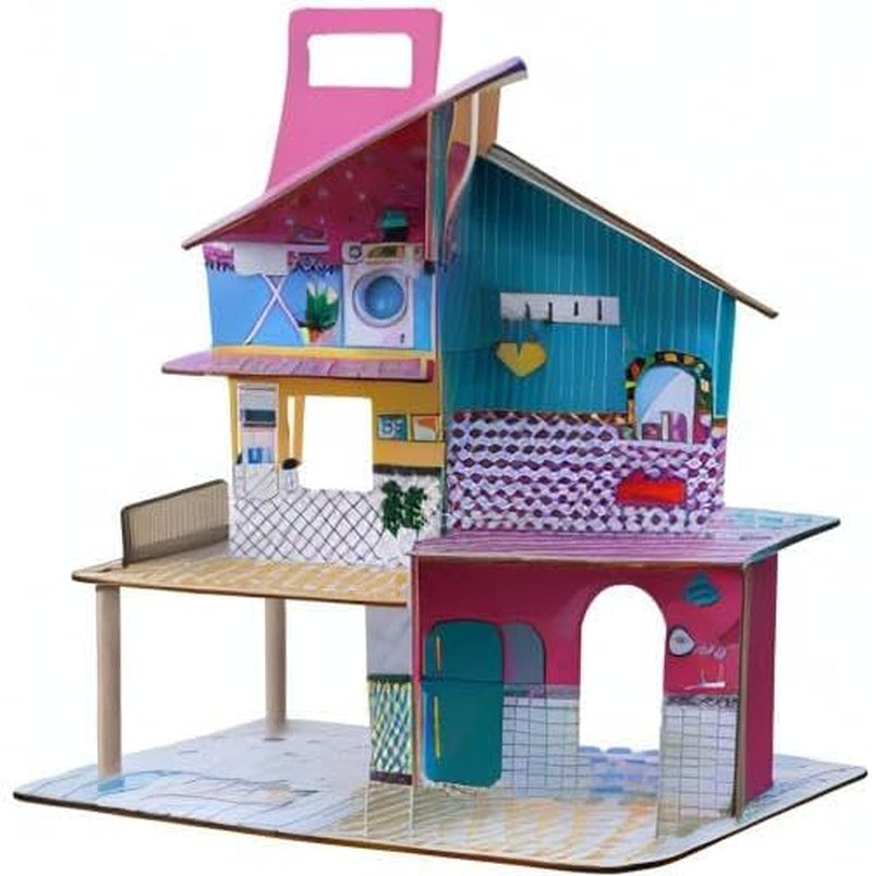 Olivia's Little World 360 houten poppenhuis voor kinderen, 3,5" poppen en 12 accessoires, veelkleurig TD-13260C