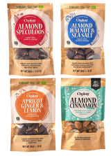 Set van 4 biologische hapjes - Kaneelamandelen/kaneelamandelen in Belgische pure chocolade/zonder toegevoegde suiker, zonder zoetstoffen/VEGAN & FAIR TRADE / 4 x 85g
