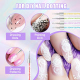 Sullarpek 6 Stück Nagel Pinsel, Nail Art Pinsel, Pinsel Nageldesign, Nagel Pinsel Set, Nail Art Dotting Tools Mit 1 Sponge Brush Applikator, Nageldesign Zubehör Für DIY Nail Art Design