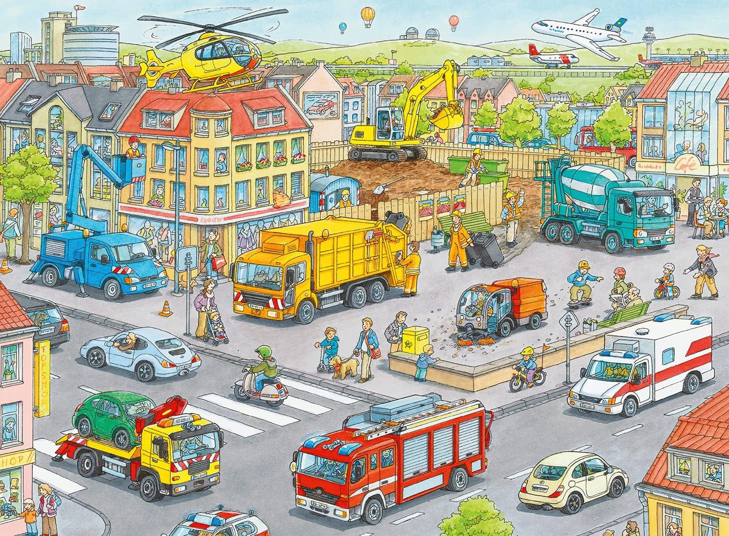 Ravensburger puzzel voor kinderen - 10558 Voertuigen in de stad - Puzzel voor kinderen vanaf 6 jaar met 100 stukjes in XXL-formaat Puzzel Naty Shop