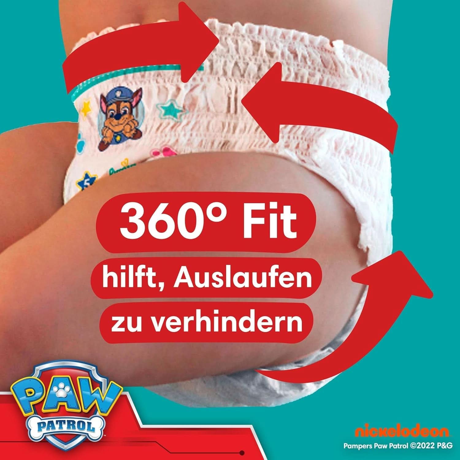 Pampers luiers Paw Patrol Broek maat 5 (12-17Kg) Baby-Dry, Junior met Stop and Protect-zak, MAANDDOOS, 160 luiers Naty Shop