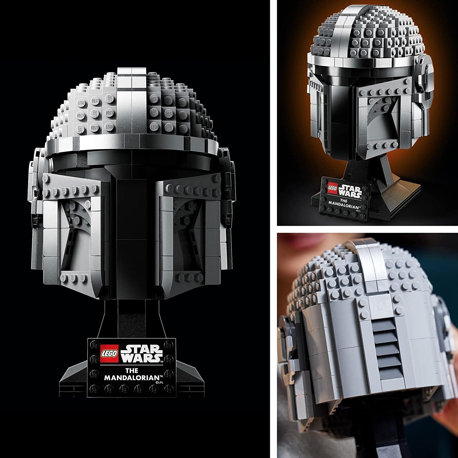 LEGO Star Wars Mandalorian helmmodel, collectie kamerdecoratie en een prachtig cadeau voor volwassenen, bouwpakket, mannen, vrouwen, moeder, vader, cadeau-idee voor de collectie 75328 Bouwsets Besuche in LEGO-Store