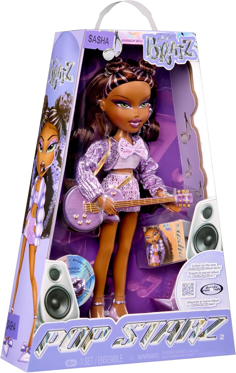 BRATZ Pop Starz Sasha – Modepop met sleutelhanger, outfit en muzikale accessoires om te verzamelen