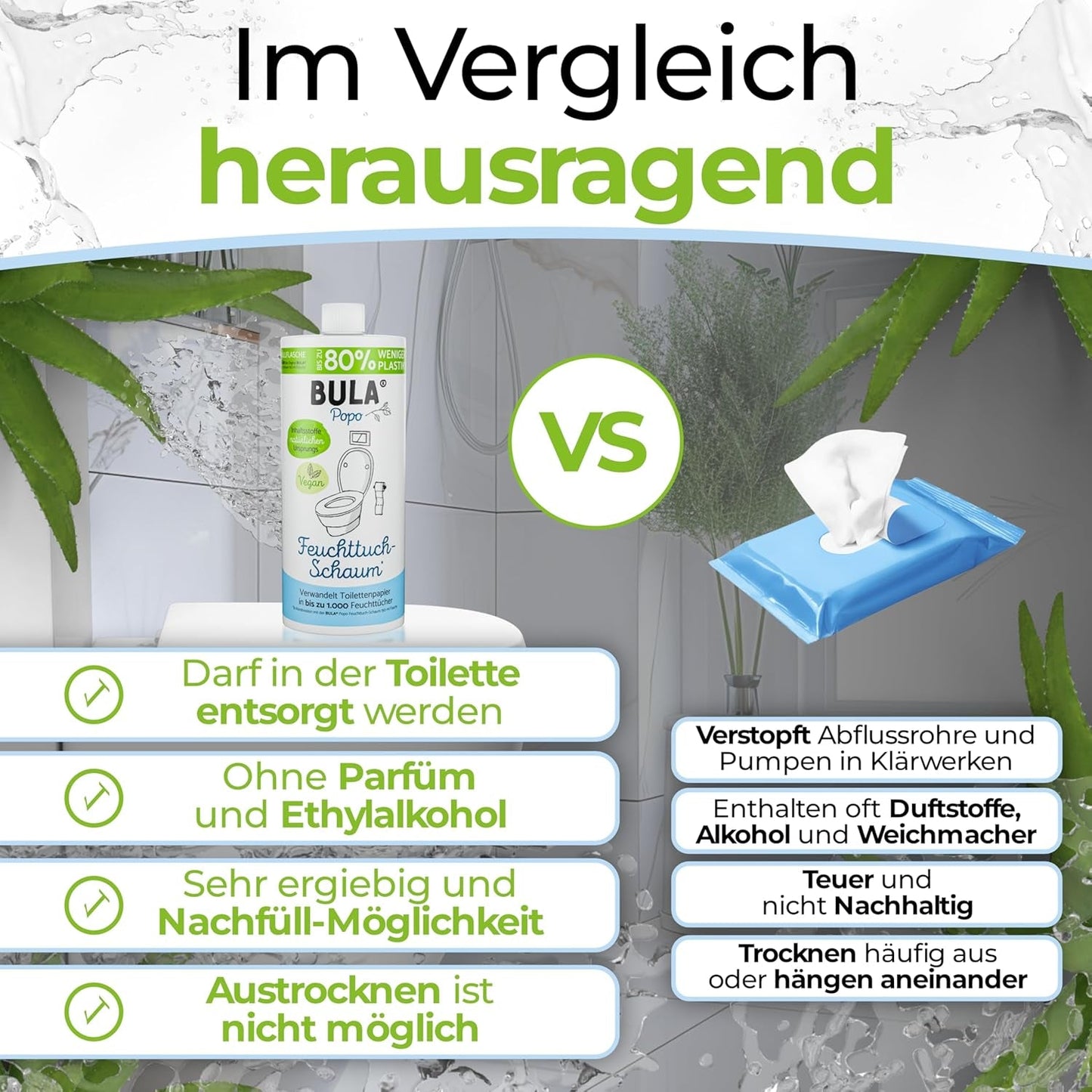 BULA® Popo navulfles (750 ml) ENKEL OM onze 150 ml en 50 ml flessen bij te vullen! | Vervangt tot 1.000 doekjes! | Met ingrediënten van natuurlijke oorsprong