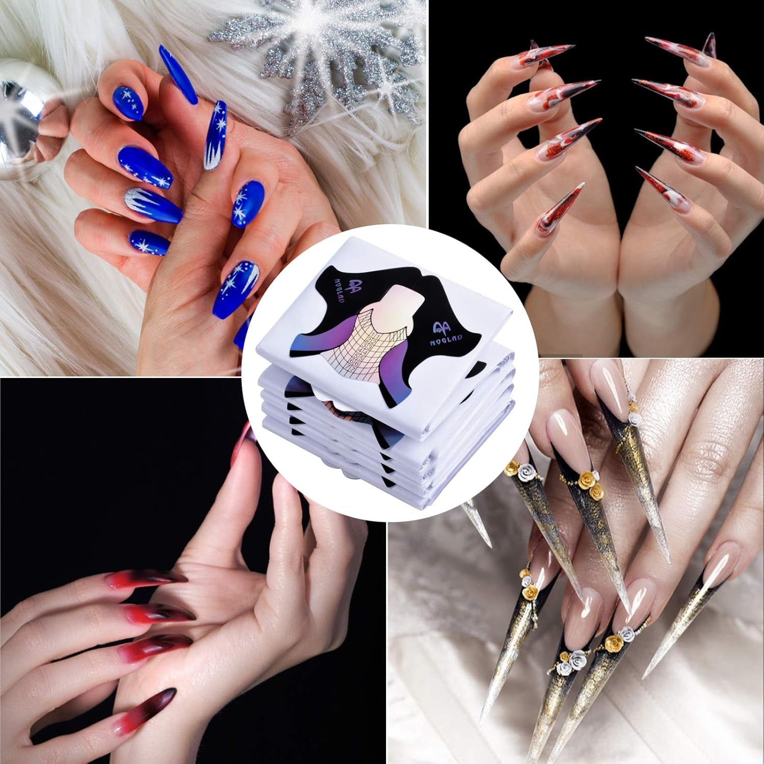 100 stuks gelnagelsjablonen, kunstnagelaccessoires, zelfklevende nagelsjablonen voor nail art, gelnagels, kunstmatige nagelverlengingen