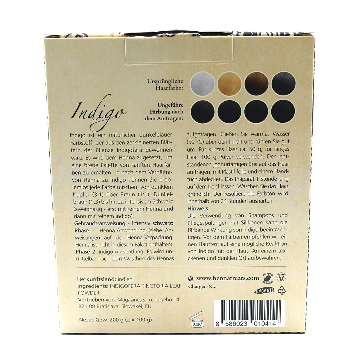 Indigo - Zwart - Natuurlijke haarkleuring - Poeder - 200g Haarverf Naty Shop