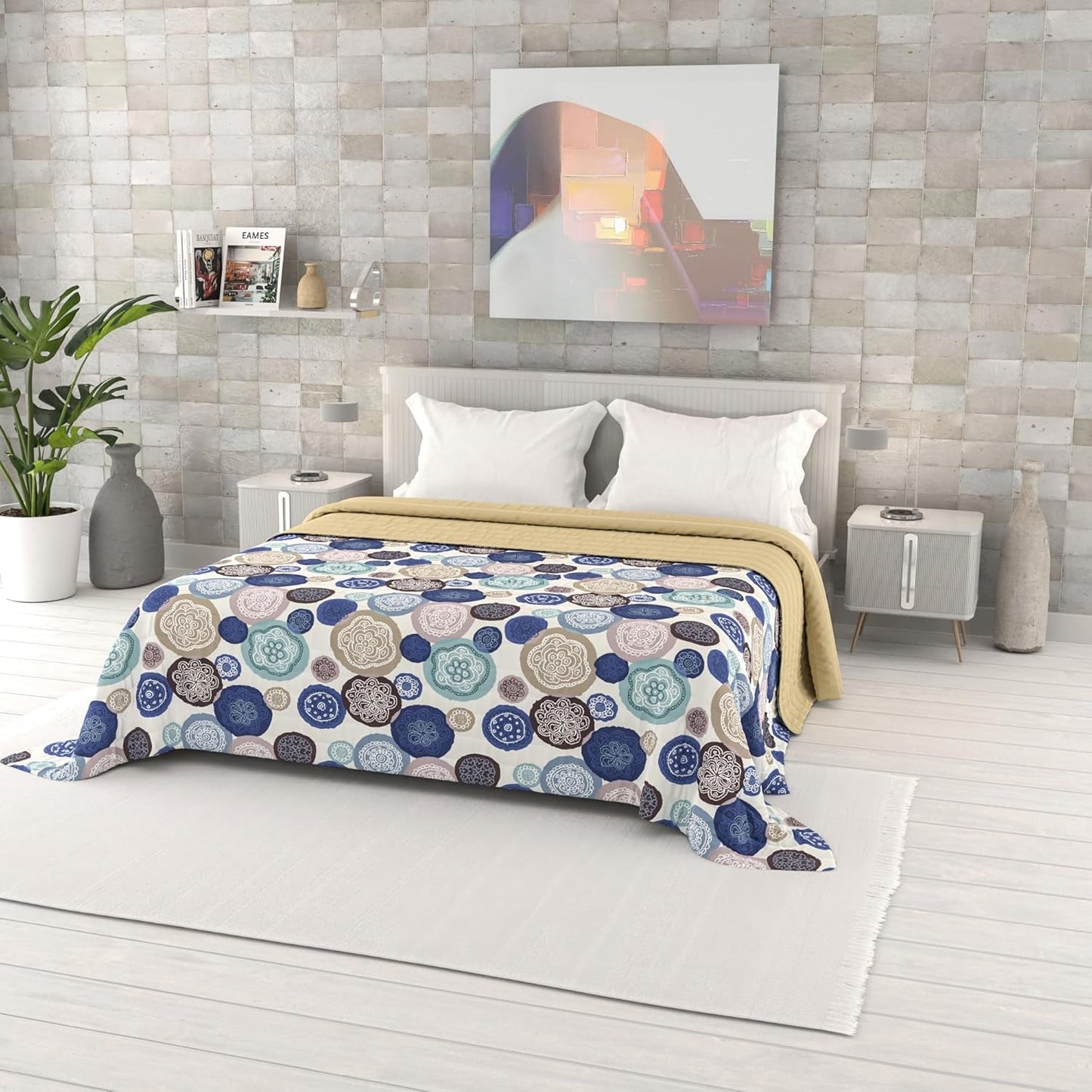 Zomerquilt met fantasieprint, polyestervulling, Bloemblaadjes, 260X270Cm Quilts en quilts Naty Shop Murrine 260X270Cm