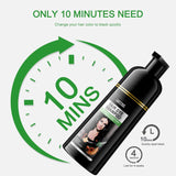 Instant Zwart Haar Shampoo, Natuurlijke Haarverf Shampoo, 100% Grijsdekking - Gemakkelijk en Snel, Semi Permanente Kleur voor Zwart Haar, Haarverf Shampoo voor Mannen en Vrouwen Haarverf Naty Shop