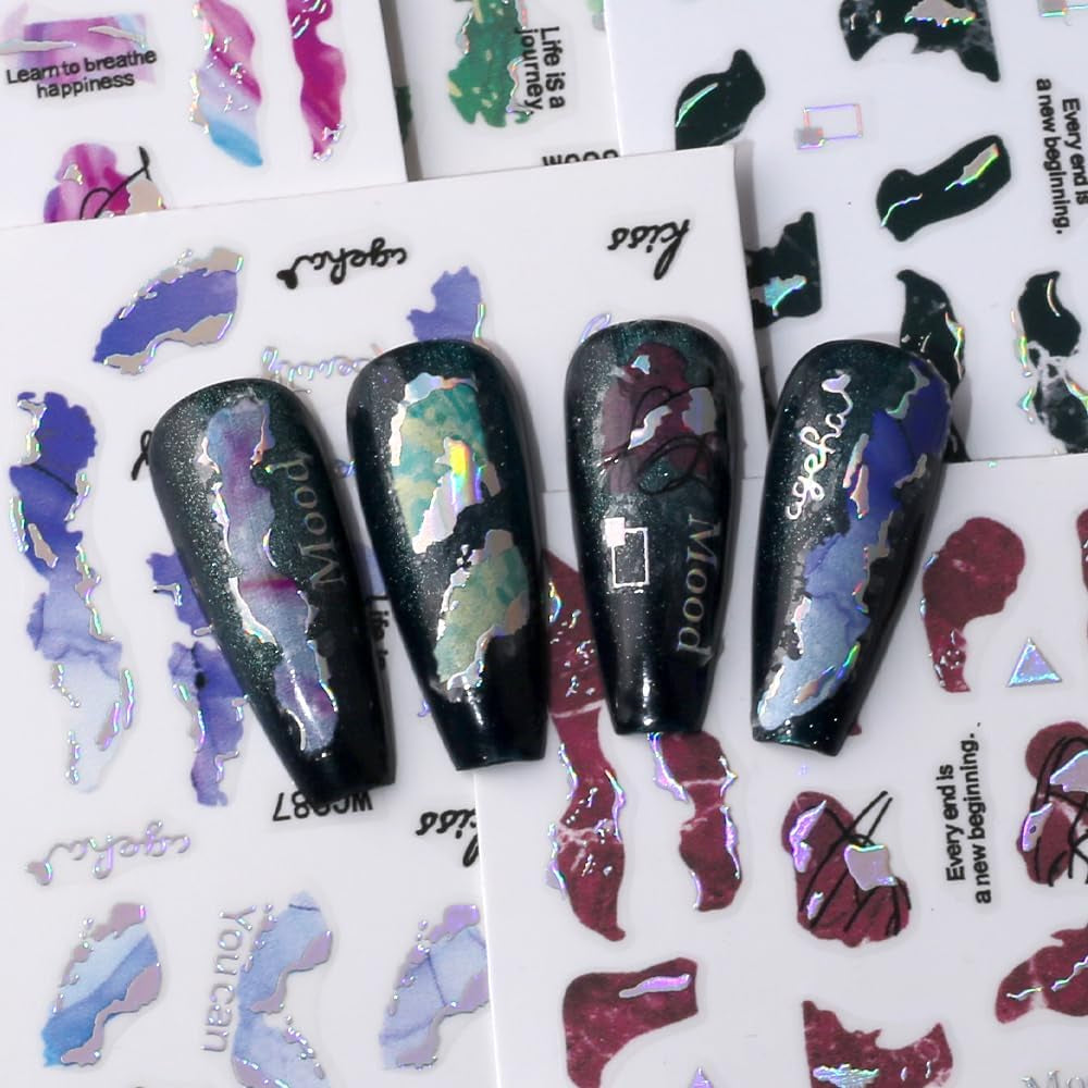 6 kleuren marmeren nagelstickers bronzer zilver zelfklevende stickers bloei marmeren nagelstickers 3D marmeren nagelstickers ontwerpaccessoires nail art stickers nagelstickers set nagelfolie