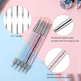 5 stuks Nail Art Pinsel Set Dotting Tool Nailart Pinsel Nageldesign Double Ended Dotting Pen Strass Professional Acryl Feinmalerei Nail Art Design