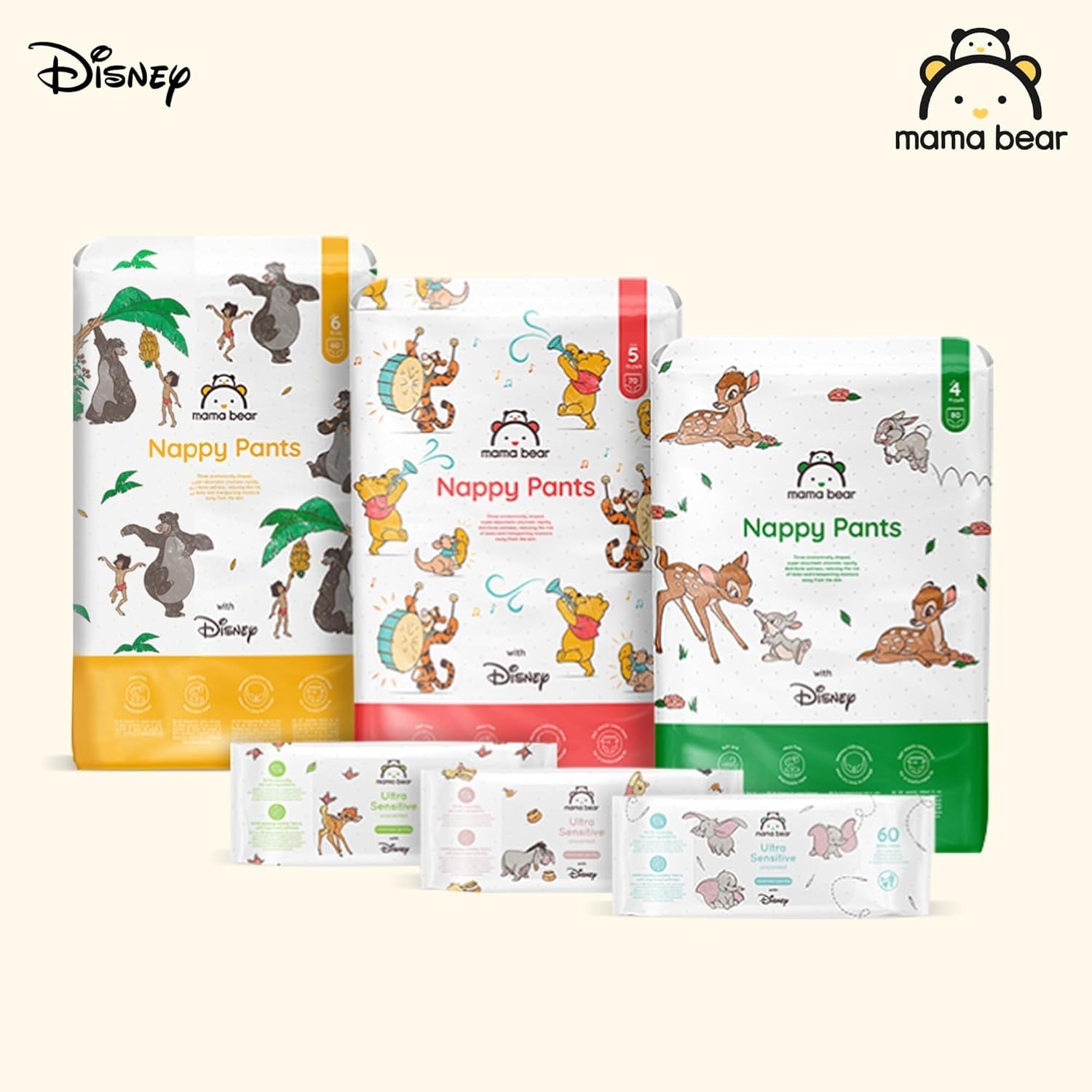 Amazon-merk: Mama Bear Disney maat 6 (15+ kg) - maandverpakking, wit, 120 stuks (2 verpakkingen van 60)