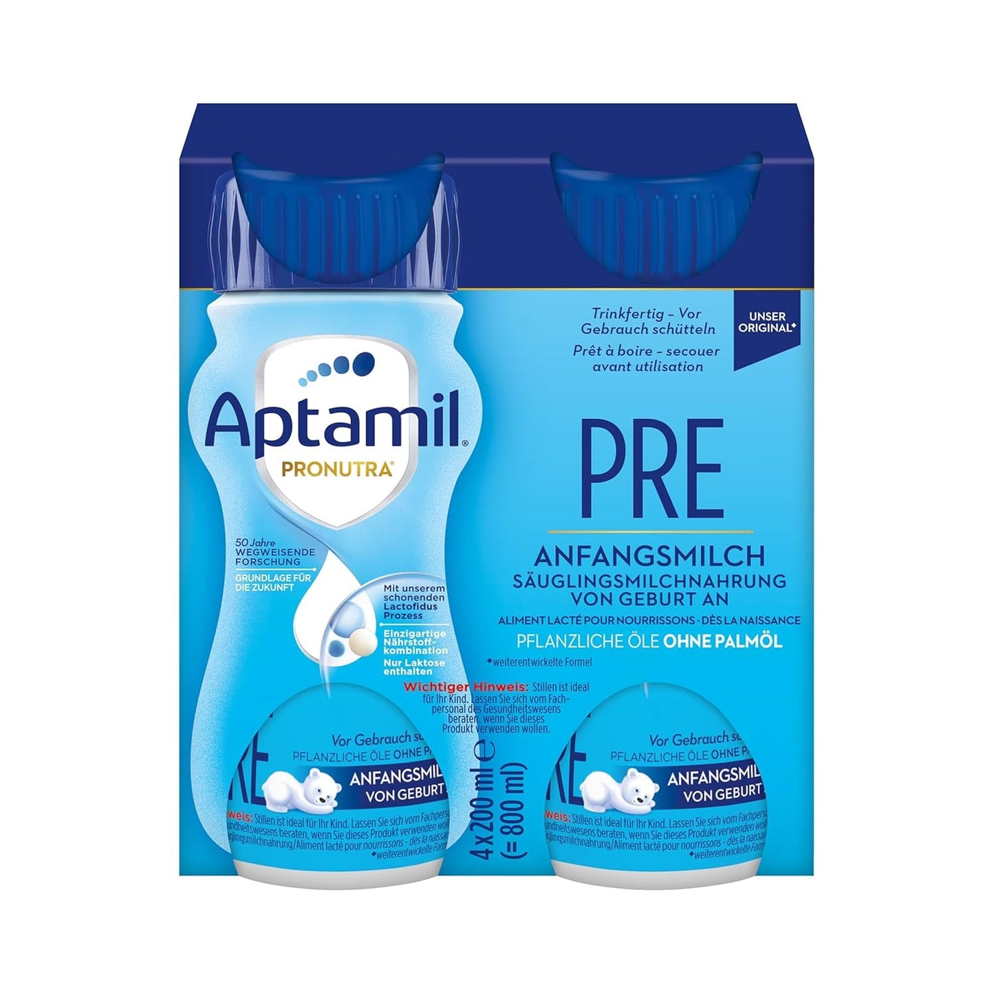 Aptamil Pronutra Pre - Zuigelingenvoeding vanaf de geboorte - Met plantaardige oliën, zonder palmolie - 6 x 4 x 200 ml (4800 ml)