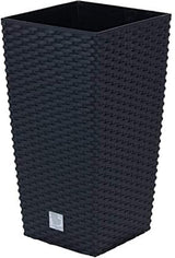 Prosperplast rotanlook potten/potten met inzet | 32,5 x 32,5 x 61cm | antraciet | weer- en UV-bestendig | van stevig kunststof | voor binnen en buiten