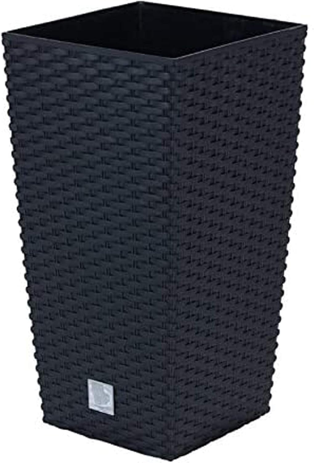 Prosperplast rotanlook potten/potten met inzet | 32,5 x 32,5 x 61cm | antraciet | weer- en UV-bestendig | van stevig kunststof | voor binnen en buiten