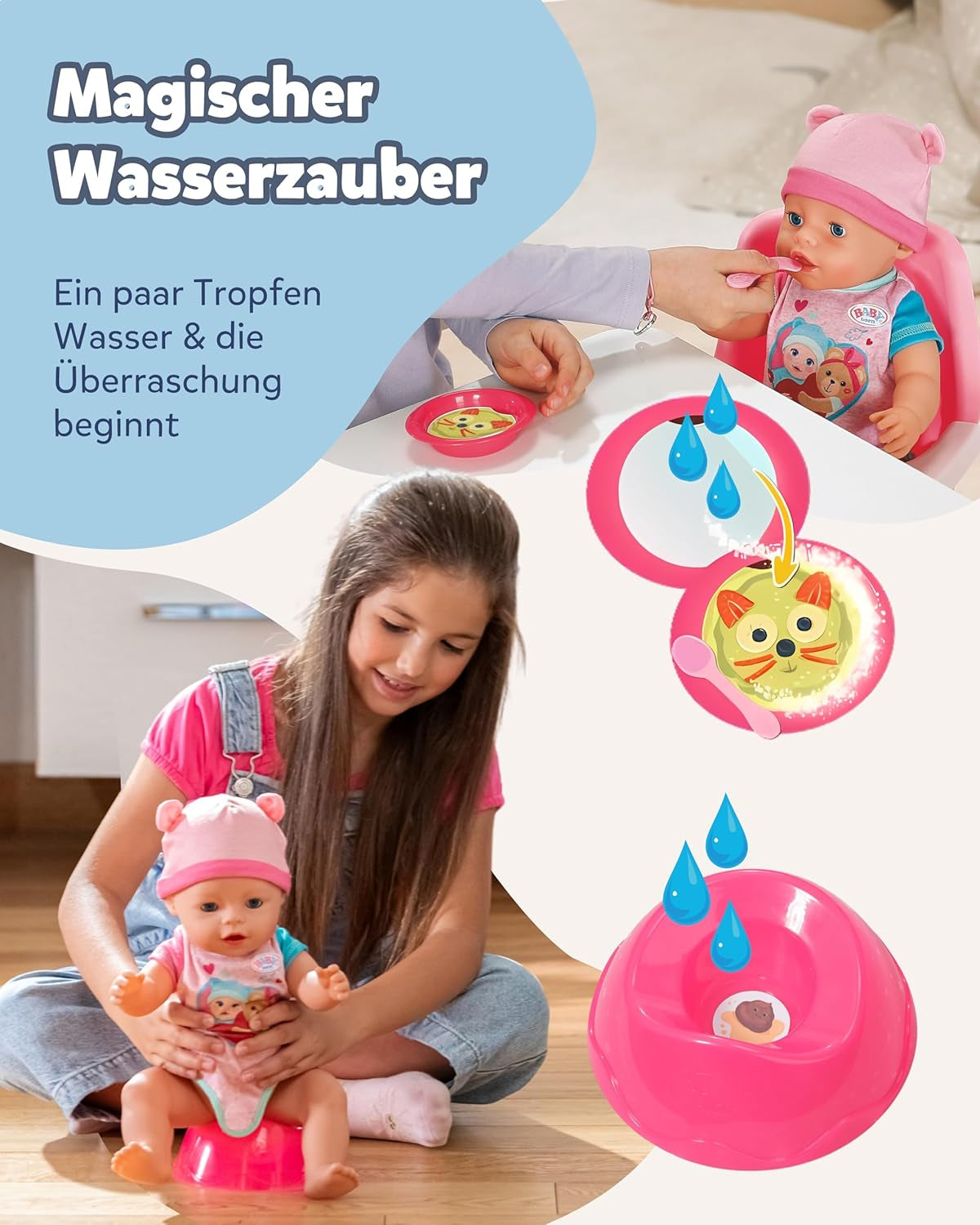 BABY Born Emma - babypop 43 cm - 10 functies inclusief accessoires en matras - Werkt volledig zonder batterijen - Geschikt voor kinderen vanaf 3 jaar